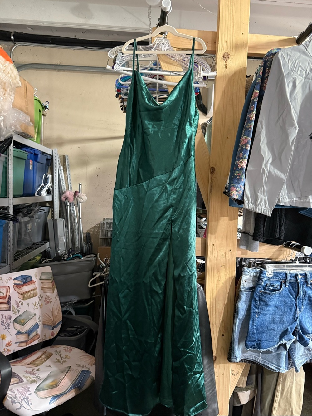 Lulu's Emerald Green Satin Slip Maxi Dress